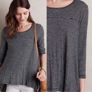 Anthropologie Postage Stamp High Low Black and Grey Tunic Size Medium